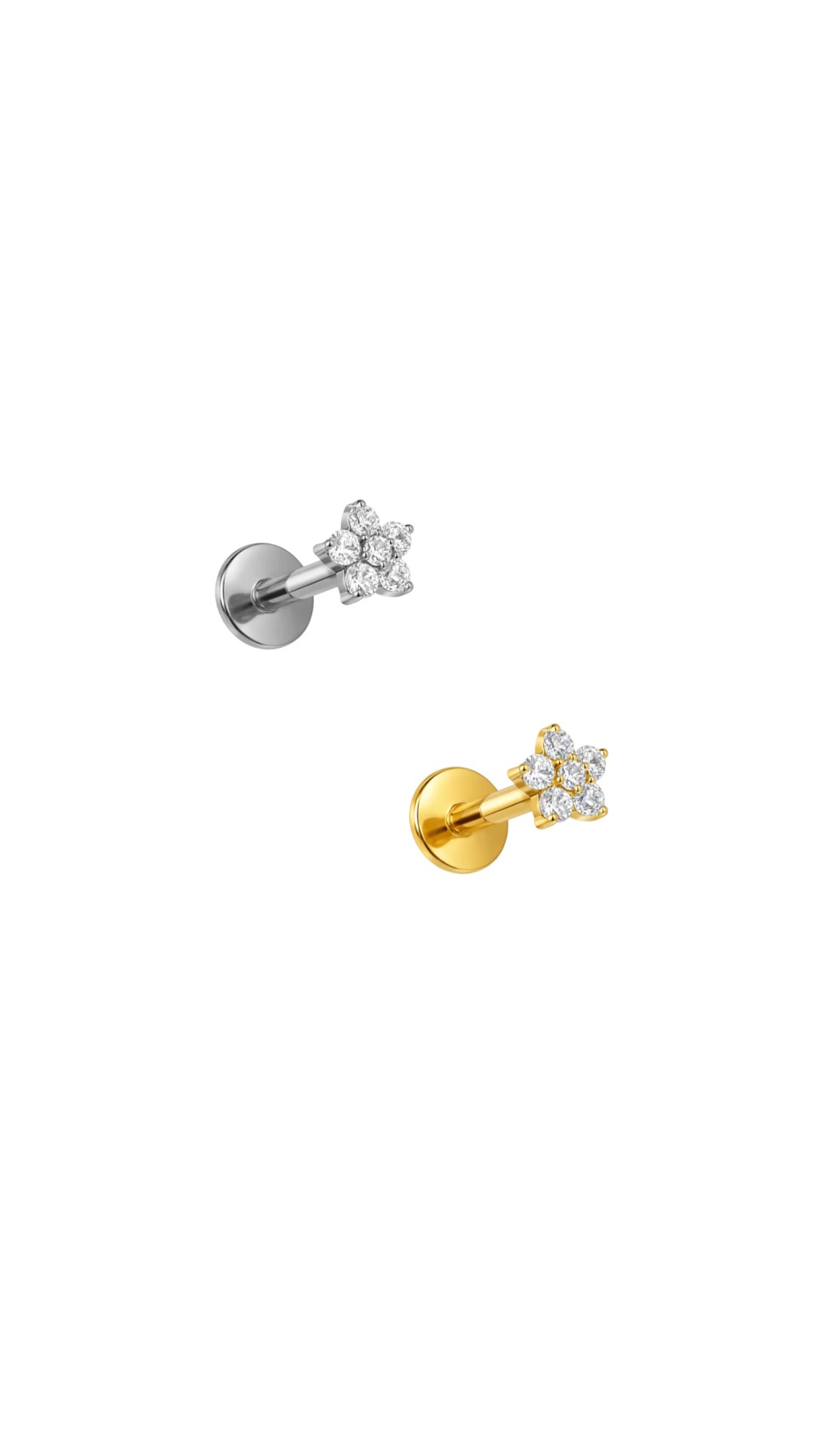Labret Nano Flor (botão cravejado)